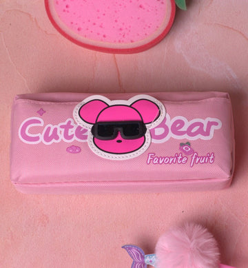 Cute bear stationary pouch with double zip