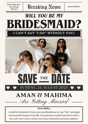 Customised Bridesmaid newsletter