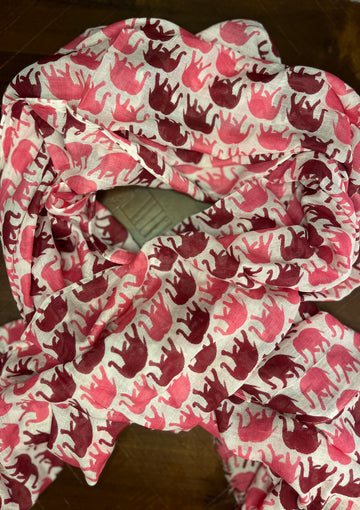 Elephant Print Scarf - Pink Purple