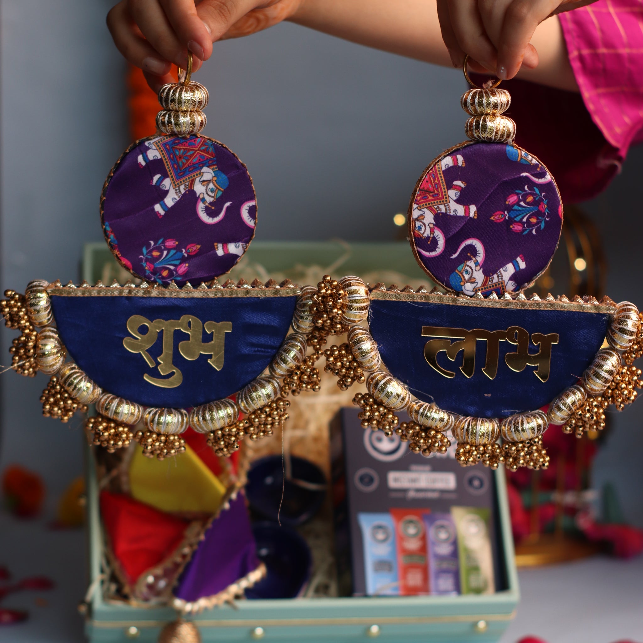 Diya Shape Shubh Labh Hanging  ~8inches