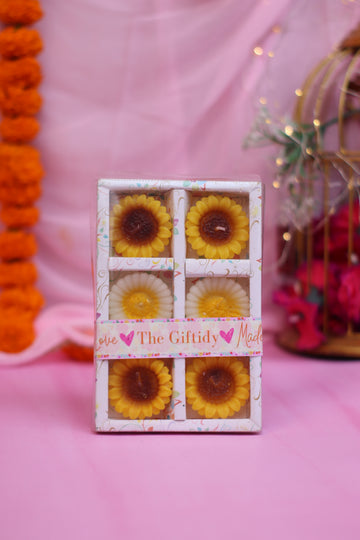 Box of 6 Sunflower Floating Candle