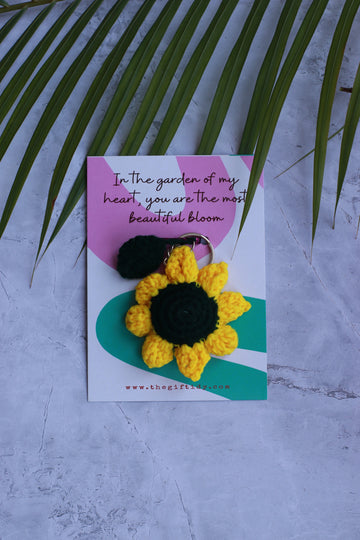 Crochet sunflower ketchain (3 inches)