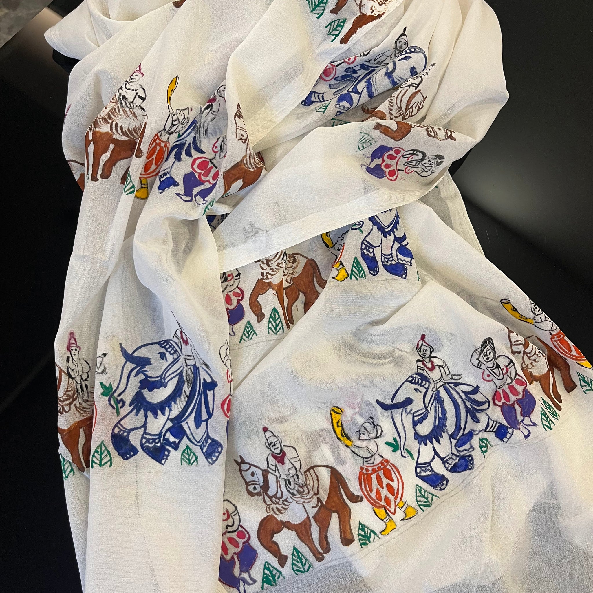 Hand painted Dupatta (Mix georgette) - Print based on availability