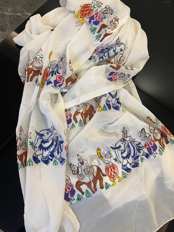 Hand painted Dupatta (Mix georgette) - Print based on availability