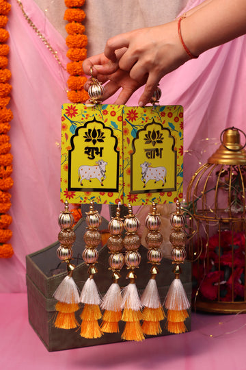MDF Base Handcrafted Shubh Labh Hanging 10inches