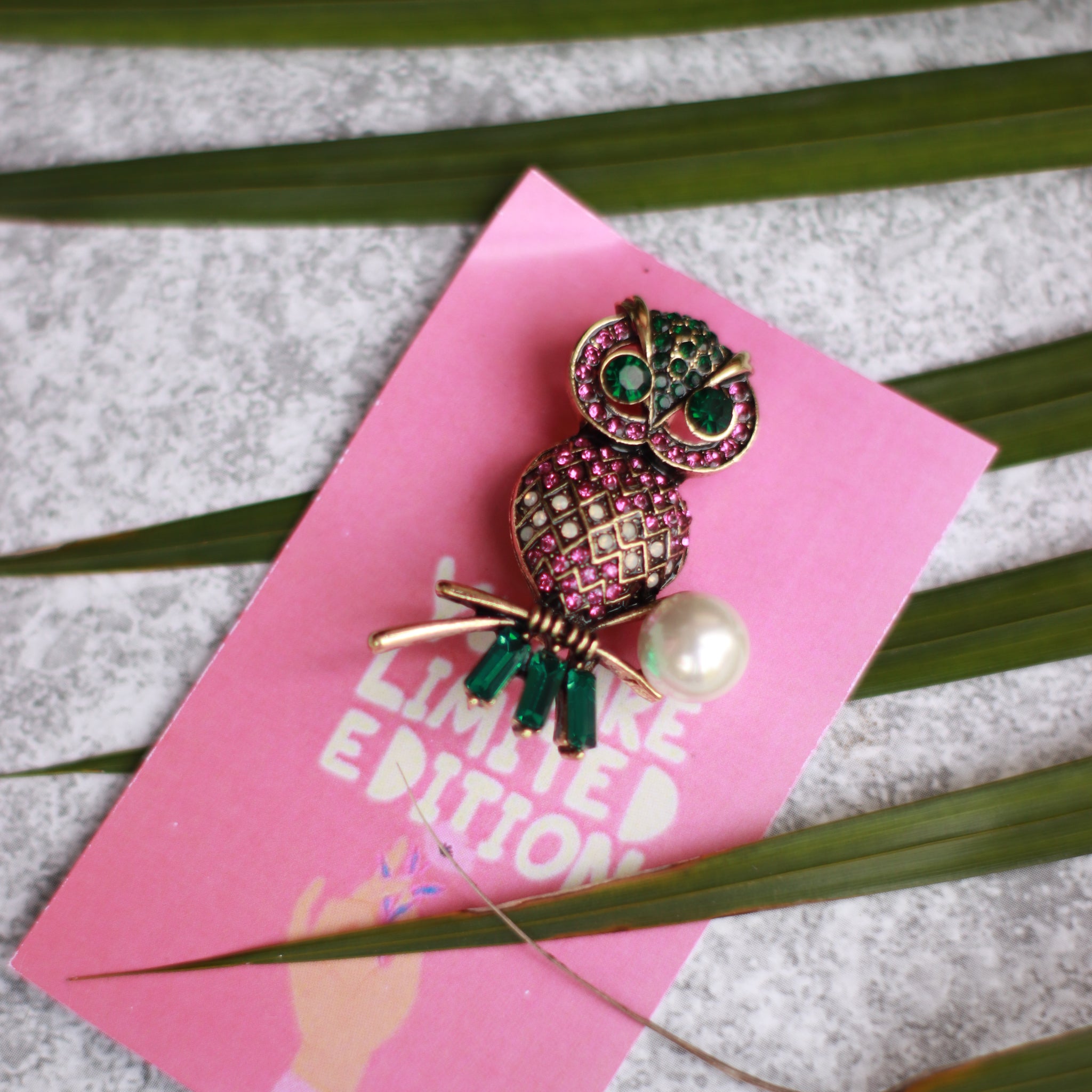 Owl Pearl Stud Brooch