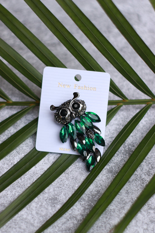 Owl Premium Crystal Brooch