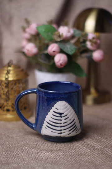 Leafy Blue Ceramic Mug
