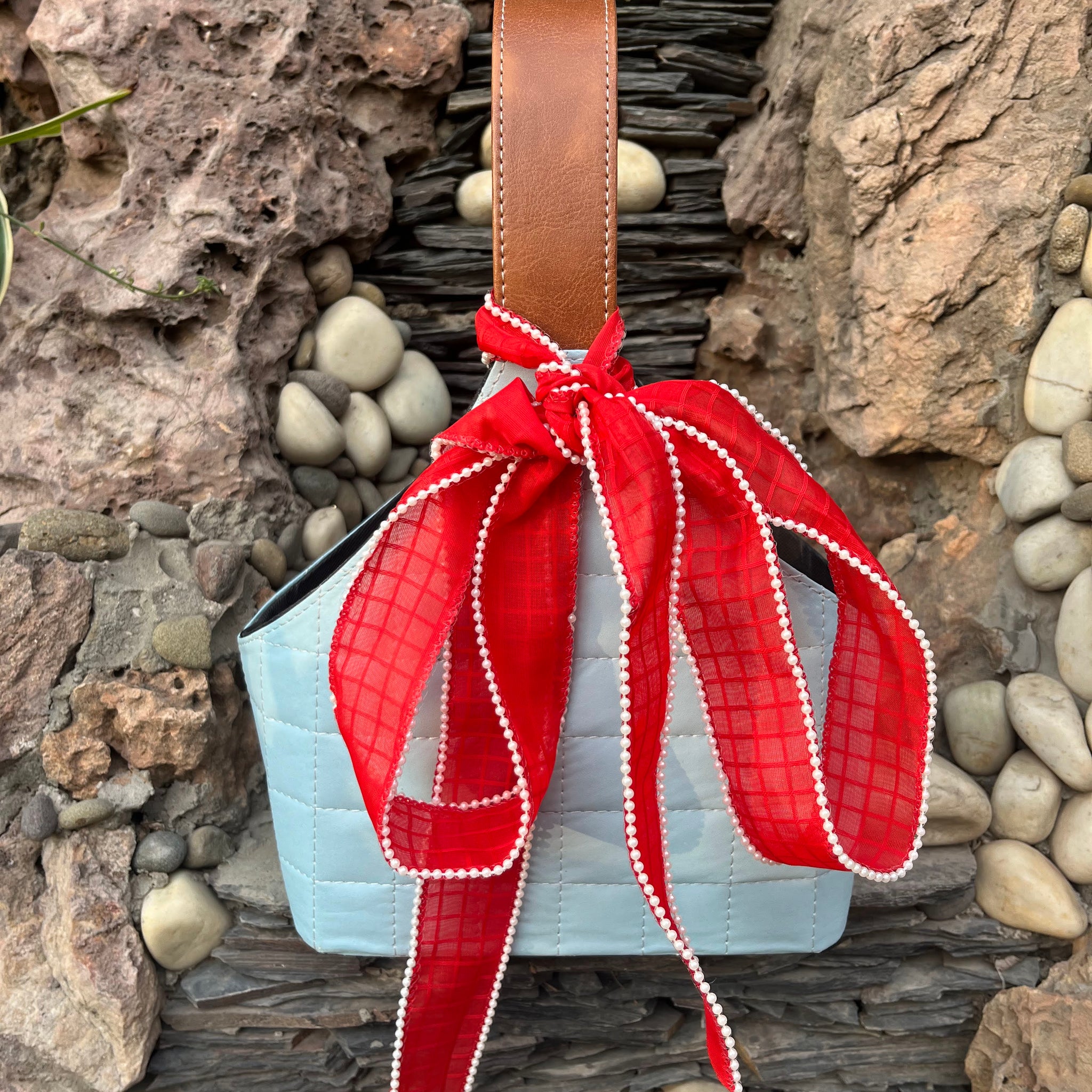 Blue Leather Feel Basket