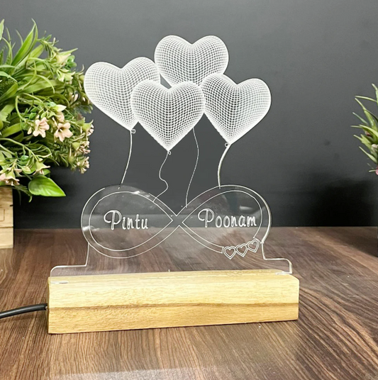 3D Couples Custom Name Acrylic Lamp