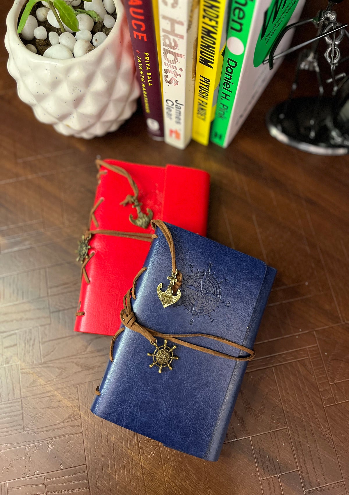 Leather Diary Red Blue