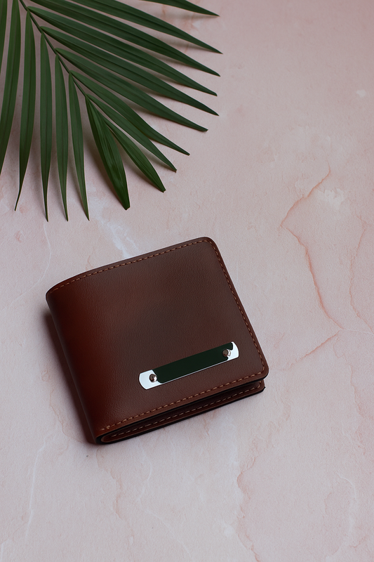 Vegan leather dark brown wallet