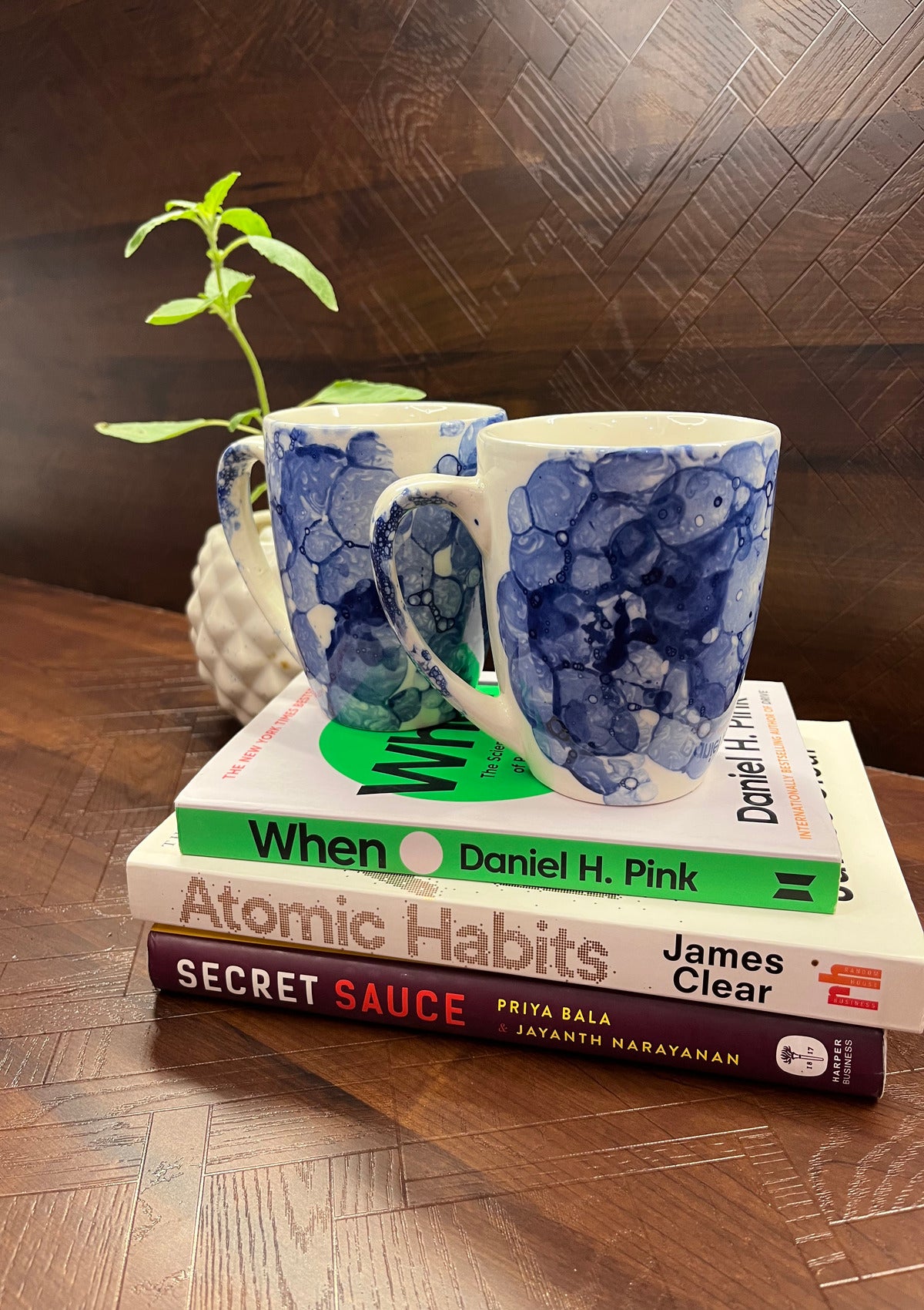 Ceramic coral blue mug